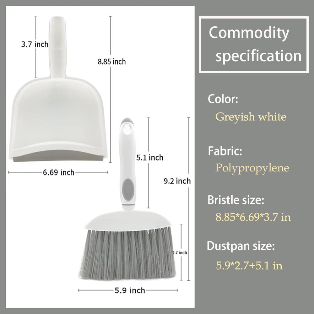 Dust pan, Mini Dustpan and Brush Set, Small Broom and Dustpan Set, Small Hand Broom and dust pan Set, Whisk Broom, Dust pan and Brush for Desk, Table, Home, Kitchen Necessities (Gray 3 pcs)
