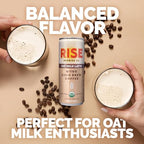 RISE Brewing Co. Oat Milk Nitro Cold Brew Latte, No Sugar Added, Vegan, Organic & Non-GMO, Low Acidity, 7 fl. oz. Cans (12 Pack)
