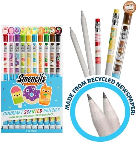 Smencils - Patented Gourmet Scented Graphite HB #2 Pencils Made from Recycled Newspapers, 10 Count, Gifts for Kids, School Supplies