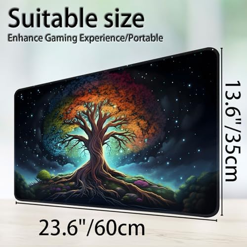 for MTG Game Playmat, for Magic TCG Rubber Play mat,Tabletop Card Playmats with Smooth Surface,Trading Card Inked Game Mat,Battle Game,Galaxy Art Tree