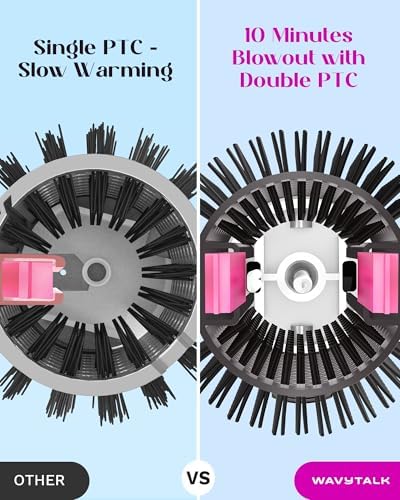 Wavytalk Blowout Boost Thermal Brush, 1.5 inch Heated Round Brush for Blowout Look, Negative Ion Technology, Ceramic Tourmaline, 5 Temperature Settings, Dual Voltage, White