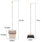 Broom and Dustpan Combo Set with Long Handle (54” L) Angle Broom Dust Pan for Home Kitchen Indoor Cleaning (Brown and Beige)