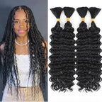 Deep Wave Bulk Hair For Braiding Hair 18inch 300g Wet And Wavy No Weft Quality Synthetic Hair Braiding Extensions For Boho Braids Natural Color 4 Bundles/Pack
