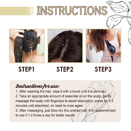180 ML HuaQing Veganic Natural Hair Growth Oil, Eelhoe Hair Growth Organic Rosemary Hair Oil for Damaged Hair.(3 Pcs)