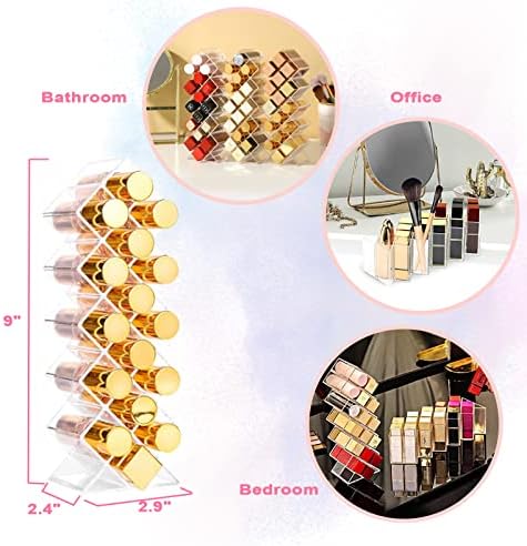 V-HANVER Makeup Organizer Combo - 360° Rotating Makeup Organizer with 7 Adjustable Layers Acrylic Skincare Organizer Large Cosmetic Display Case Clear Perfume Organizer with Makeup Lipstick Holder