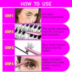 DIY Lash Extension Kit Individual Lashes Cluster D Curl Eyelash Extension Kit Lash Clusters with Lash Bond and Seal and Lash Applicator Tool for Self Application at Home (30D&40D 9-16mm Mix)