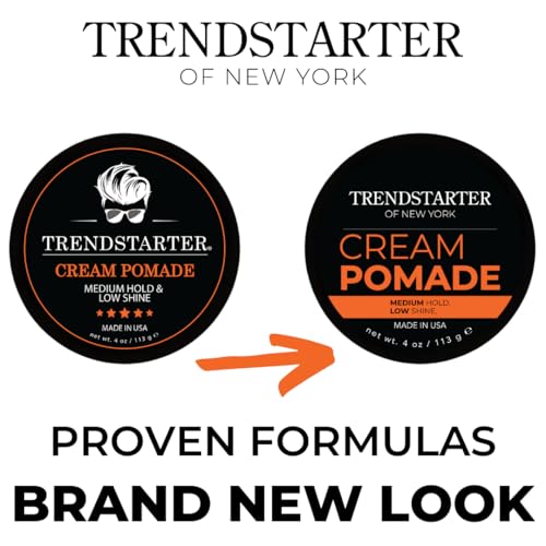 TRENDSTARTER - CREAM POMADE (4oz) (PACK of 2) - Medium Hold - Low Shine - Water-Based All-Day Hold Premium Hair Styling Pomade Putty Products