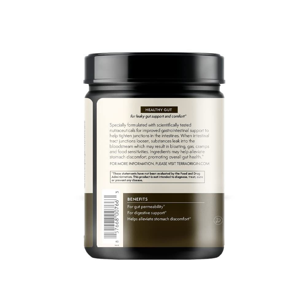 TERRA ORIGIN Healthy Gut Chocolate | 30-Servings with L-Glutamine, Zinc, Glucosamine, Slippery Elm Bark, Marshmallow Root and More!