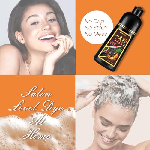 Hair Dye Shampoo 3 In 1, 100% Gray Hair Coverage, Dark Wine Red Hair Color Treated Burgundy Shampoo Para Canas, Root Touch 15 Minutes, Home Use for Men & Women Parent, 500ml