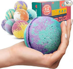 Bubbly Belle Bath Bombs XXL Gift Set, 12 Extra Large Handmade Aromatherapy Fizzies with Essential Oil Blends and Epsom Salt, Vegan for Women, Men, Kids
