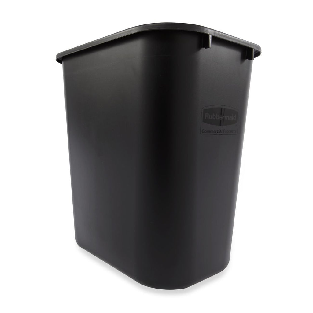 Rubbermaid Commercial Products Wastebasket Small 13QT/3.25 GAL, for Home/Office/Under Desk, Black (FG295500BLA), Pack of 4