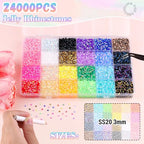 24000Pcs Resin Rhinestones with Tweezers for Crafting, Multi Colors 3mm Non Hotfix Flatback Gems, Bedazzling Crystal for DIY Crafts Clothing Tumblers Mugs Shoes Decor Nail Art