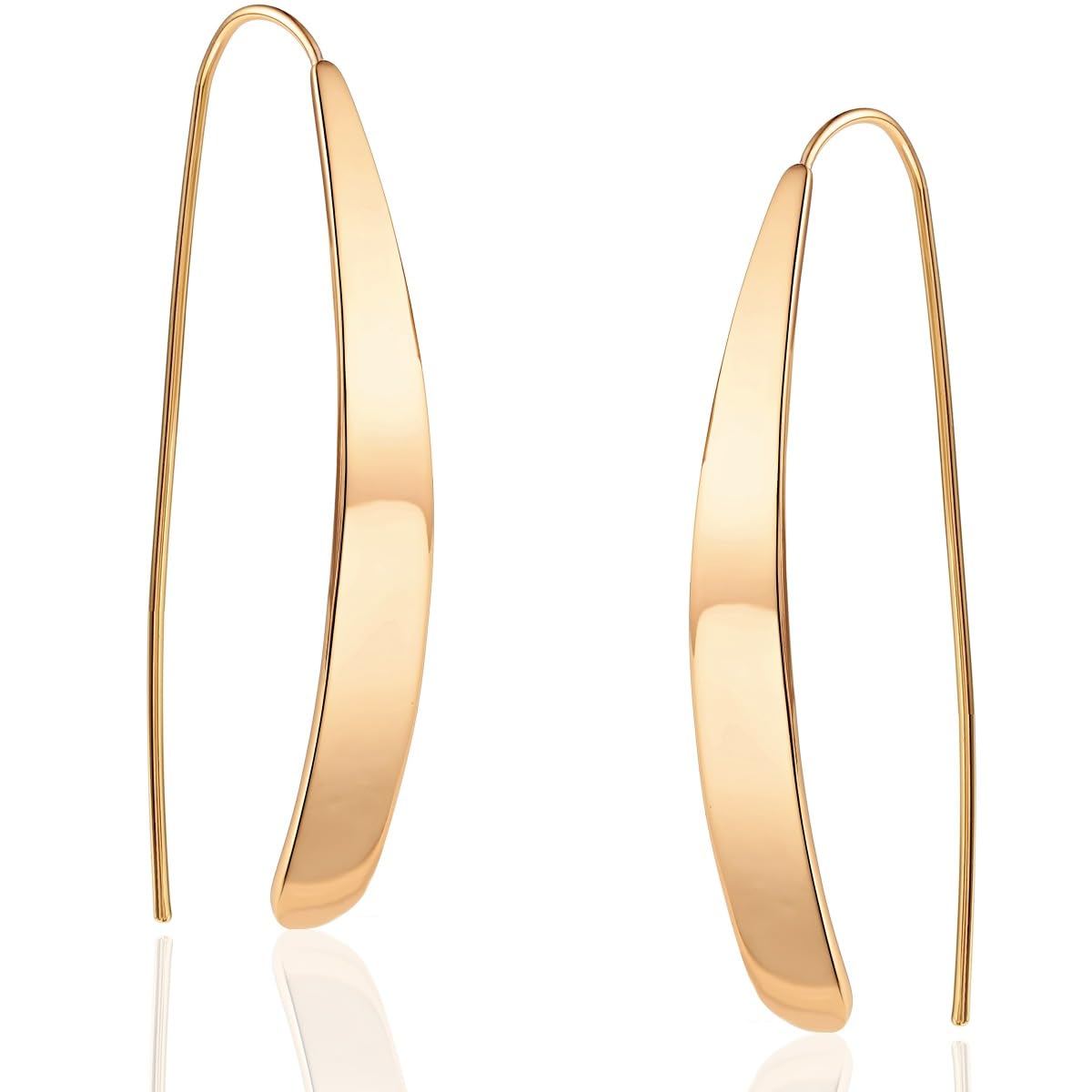 Long 14K Gold Plated Earrings for Women - Bar Pull Through Threader Dangles
