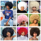 G&T Wig 70s Afro Green Wigs for Women Glueless Wear and Go Wig Costume Cosplay Disco Funny Wigs Heat Resistant Bouncy Wigs Short Afro Kinky Curly Wigs for St. Patrick's Day Party(Green)