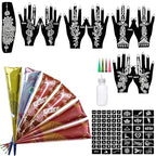 11 Sheets total 84 Tattoo Patterns, 6 Pcs 3 Color (Brown Black Maroon) Temporary Tattoo Kit, Tattoo Stencils Kit