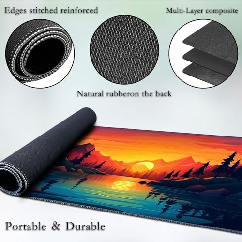 MTG Playmat for Magic TCG - Rubber Play Mat With Smooth Surface for Trading Card and Battle Games - Sunset Forest Theme