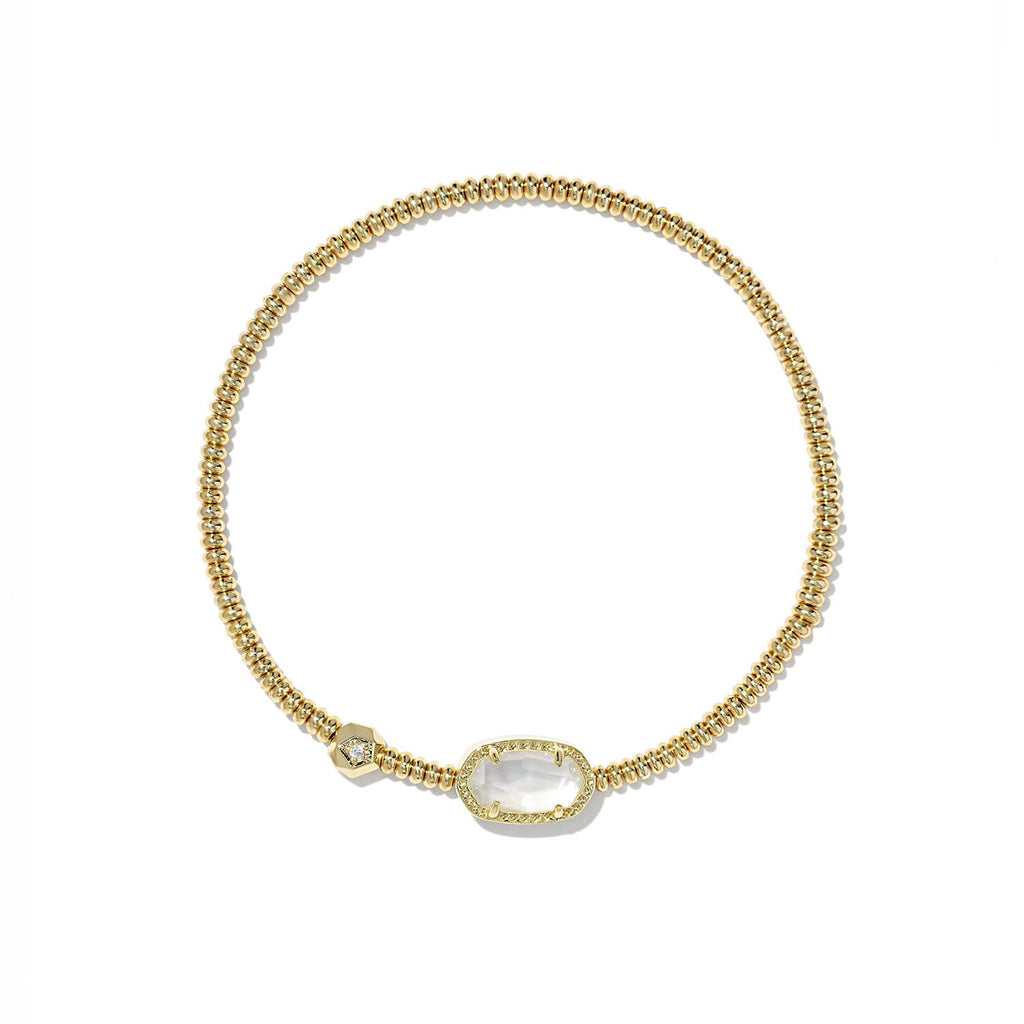 Kendra Scott Grayson Stretch Bracelet, 14k Gold Plated Brass, Mother-of-Pearl, Fashion Jewelry for Women
