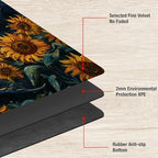 Playmats for Magic: The Gathering MTG Card Game Mat Plus 50 Pcs Card Sleeves, 24 x 14 inch TCG Mat with Stitched Edge for Commander Deck Duskmourn Board Game, Blue Dragon Sunflowers Sky