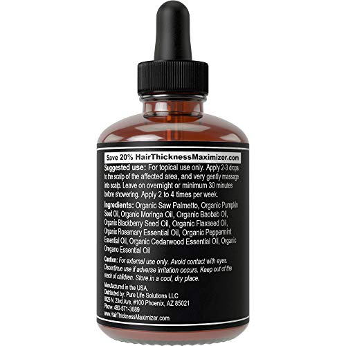 Saw Palmetto Oil For Hair Growth. Hair Thickening + Moisturizing For Women, Men. Vegan Hair Growth Serum Scalp Treatment For Dry, Frizzy, Weak Hair, Hair Loss. With Pumpkin Seed Oil Unscented 2oz
