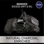 NIVEA MEN DEEP Cleansing Beard and Face Wash, Natural Charcoal Facial Cleanser Helps Remove Dirt and Excess Oils, 3 Pack of 3.3 Fl Oz Tubes