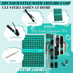 Lash Extension Kit,DIY Eyelash Clusters Kit 168Pcs with Lash Bond and Seal Glue Waterproof,Eyelashes Remover for Lash Cluster Extensions Kit for Beginner,Lashes Applicator Tool(Medusa,D-Mix8-16mm Kit)