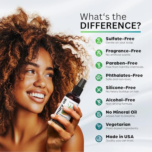 Rosemary Oil and Rice Water Hair Growth Spray - Serum with Biotin, Keratin, Caffeine, Vitamins C & B5 for Hair Mask, Hair Care, Scalp Treatment, Thickening Dry Damaged Hair for Women & Men 8oz