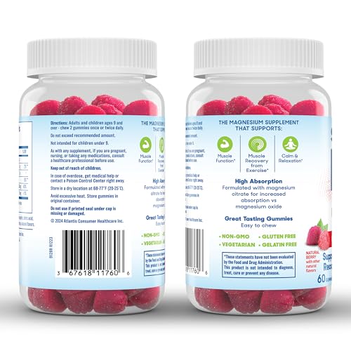 SlowMag Magnesium Citrate Gummies, 60 Count, Supports Muscle Health, Natural Berry Flavor, Recovery & Relaxation Pack of 2