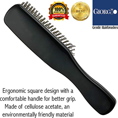 Giorgio Gentle Detangler Brush with Dual Length Bristles for Men - Scalp Massager, Detangling, and Travel Brush for All Hair Types