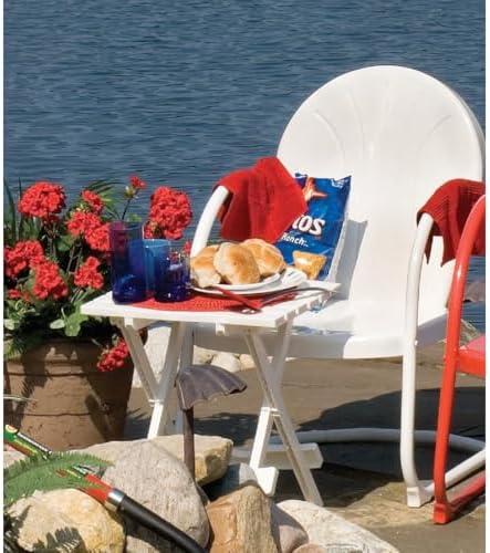 Adams Manufacturing, White Quik Fold Patio Side Table, Resin, One Size
