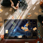 DEGDFSGR for MTG Playmat with Zones 24 x 14 inches for TCG Playmats Non-Slip Rubber Base Commander Play Mat for Card Play mat Iorcana Trading Card Game, Blue Sky Meteor Streaks