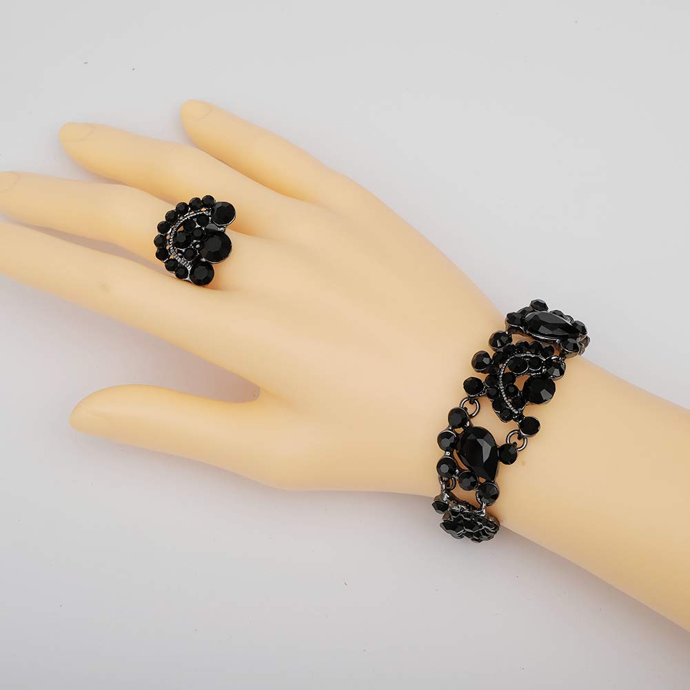 CSY Elegant Costume Jewelry Sets for Wedding Party Prom (Black)