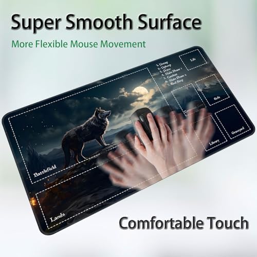 for MTG Game Playmat, for Magic TCG Rubber Play mat,Tabletop Card Playmats with Smooth Surface,Trading Card Inked Game Mat with Zones,Battle Game,Sky Wolf