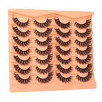JIMIRE False Eyelashes 14 Pairs Cat Eye Lashes Wispy Fluffy D Curl Strip Natural Lashes Look Like Eyelash Extension 16MM Wispy Faux Mink Fake Lashes Pack