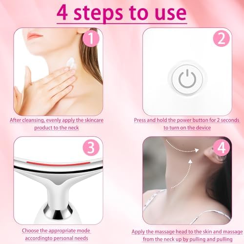 Face and Neck Massager Tool, 7-in-1 Color Red-Light-Therapy Wand for Skin Care, White