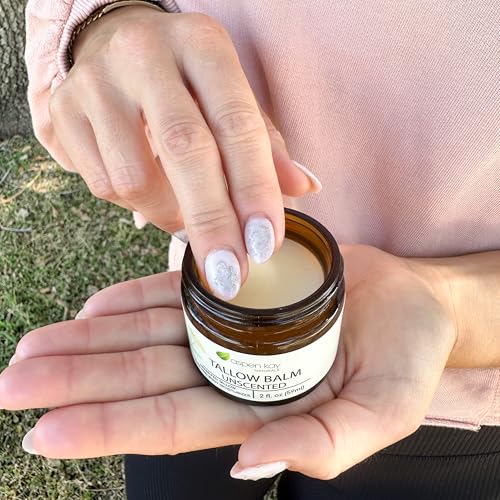 Aspen Kay Naturals Handmade 100% Grass Fed Beef Tallow Balm for Skin Care, Organic Moisturizer + Chamomile, Yarrow & Calendula (Unscented) Organic Body Butter - 2 fl. oz. Made in USA