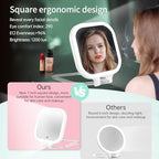 FASCINATE 10X Magnification Rechargeable Travel Makeup Mirror, Lighted Portable Vanity Mirror with 3 Colors Lighting & Stepless Dimming, Double Sided LED Mirror, Gift for Women (White+Bag)