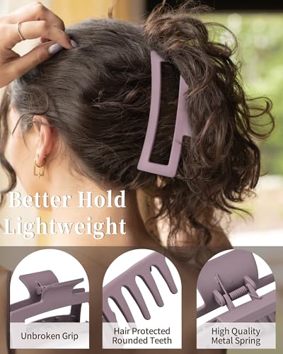 Yanibest 3 Pack Hair Clips for Women 5.1 Inch Large Claw Clips for Women Thick Curly Hair, Big Matte Banana Clips,Strong Hold Jaw Clips