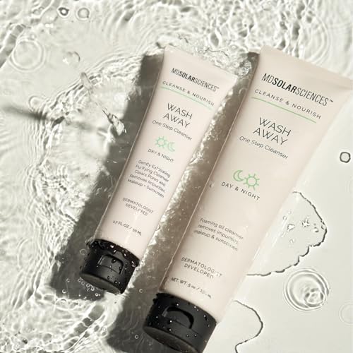 MDSolarSciences Wash Away One Step Foaming Cleanser Removes Impurities, Makeup & Sunscreen, Dermatologist Developed Vegan Formula with Hyaluronic Acid, Pineapple Extract, Aloe & Vitamin B5