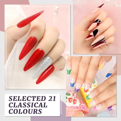 Lavender Violets Gel Nail Polish Set,UV LED Base,Glossy n Matte Top Coat,Blooming Gel Brush Pen Christmas Red Green Colors Sliver Glittery Gold White Pink Nail Art Women Beauty Gift 997