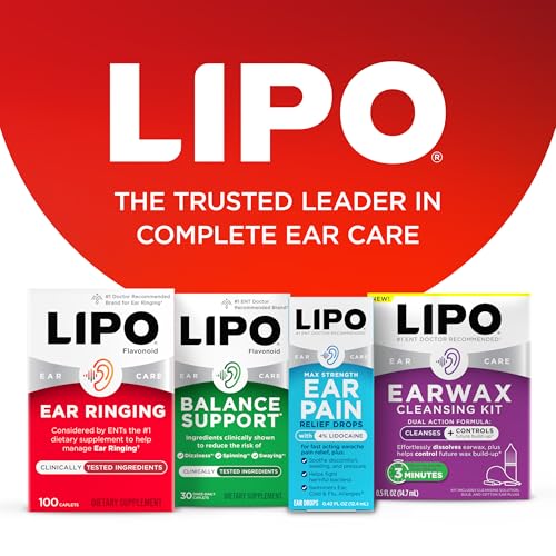 Lipo Flavonoid Ear Ringing - Doctor-Recommended for Ringing Ears – Clinically Proven Lemon Bioflavonoid Complex with Vitamins C, B1, B2, B6, B12, & Calcium - 100 Caplets