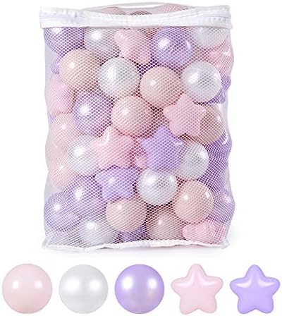 GOGOSO Balls for Ball Pit - Plastic Ball for Toddlers 1-3, Baby Kids Ball Pool Decoration 50 100 200 300 500 1000 (A Purple+Pink+White+Clear, 200 Balls)