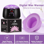 Waxing Kit -Digital Wax Warmer Machine for Hair Removal with 4 Packs of Hard Wax Beads & Silicone Wax Pot for Full Body, Legs, Face, Eyebrows, Bikini, Brazilian at Home Waxing Kit for Women Men