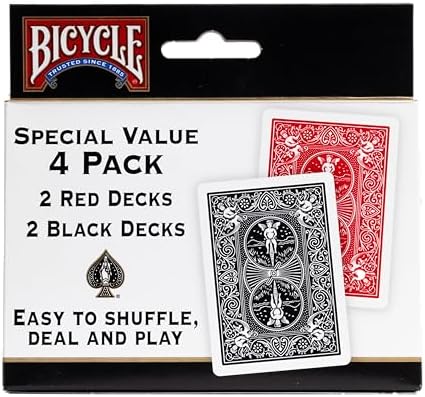 Bicycle Standard Index (Black/Red), Pack of 4