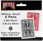 Bicycle Standard Index (Black/Red), Pack of 4