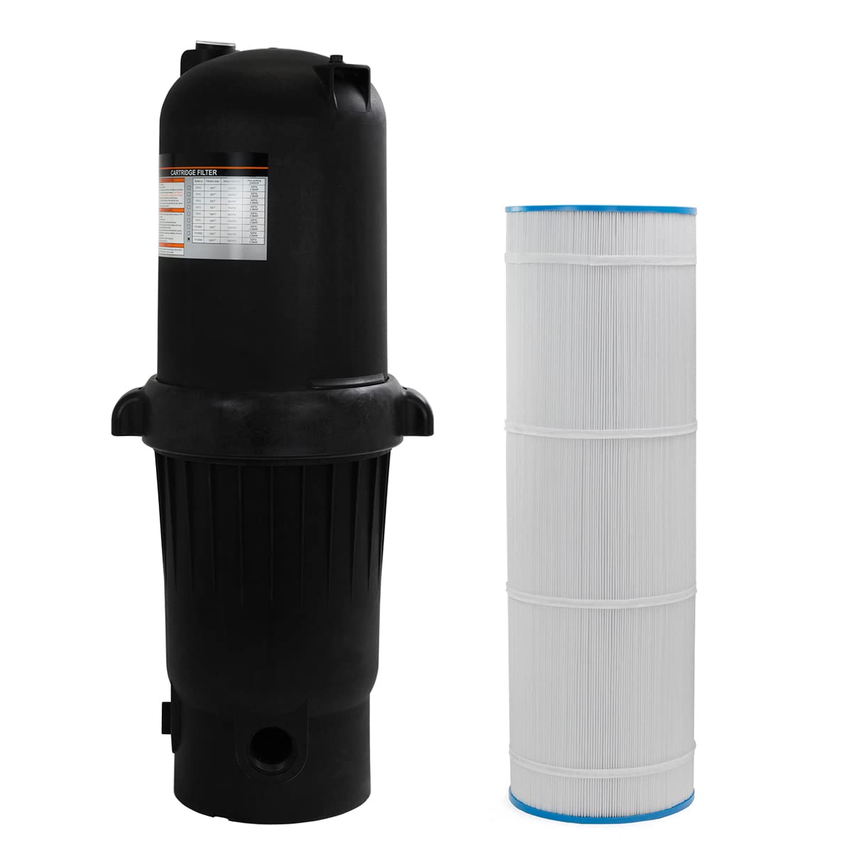 XtremepowerUS 200 sq/ft Pool Cartridge Filter for In-Ground Swimming Pool and Spa Pool Filter System for Pools Up to 72,000 Gallons, Black