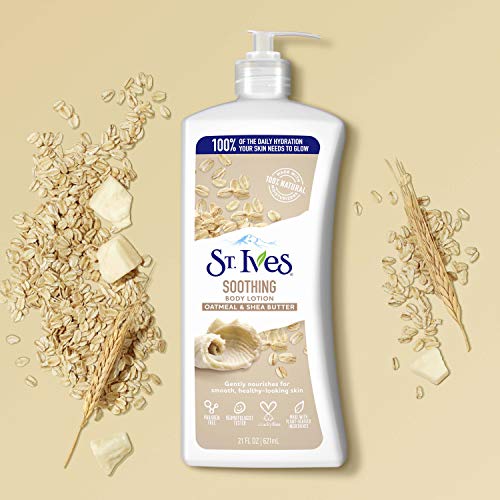 St. Ives Soothing Hand & Body Lotion Moisturizer for Dry Skin Oatmeal & Shea Butter Made with 100% Natural Moisturizers 21 oz (Pack of 2)