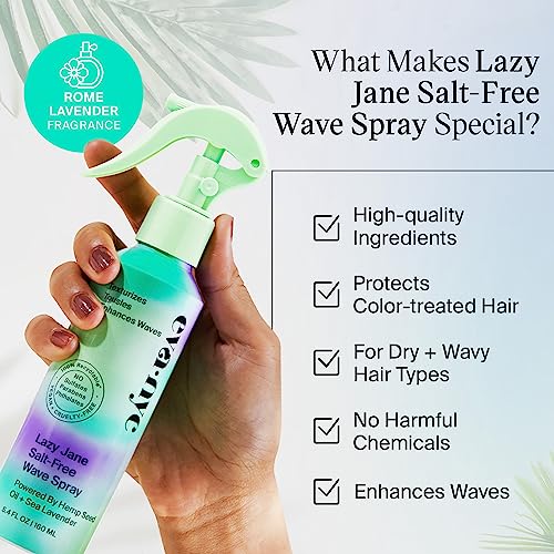 Eva NYC Lazy Jane Wave Spray, Salt-Free Texture , Non-Sticky & GMO-Free Wavy Hair Products, Vegan for Women, 5.4 oz