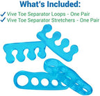 VIVEsole Toe Separators for Men & Women Medium (2 Pairs) - Silicone Gel Spreaders - Therapeutic Spa Stretchers for Plantar Fasciitis, Bunions, Overlapping Hammer Toe Spacers - Metatarsal Yoga Cushion