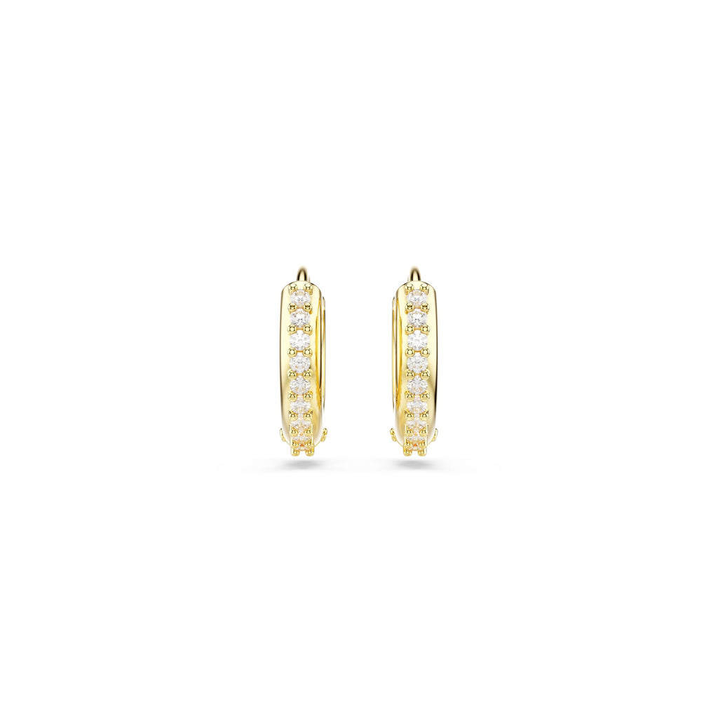 Swarovski Matrix Hoop Earrings, Round Cut, Clear, Gold-Tone Finished