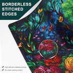 MTG Playmat, TCG Card Game Playmat, Stitched Edge, Non-Slip Rubber Bottom - 24 x 14 inch - Forest